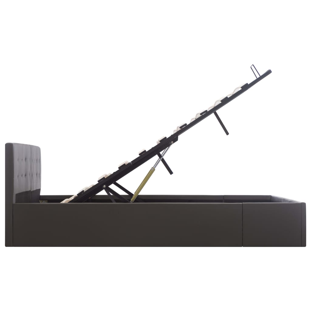 Cadru pat hidraulic, depozitare, gri, 160 x 200 cm, piele eco GartenMobel Dekor