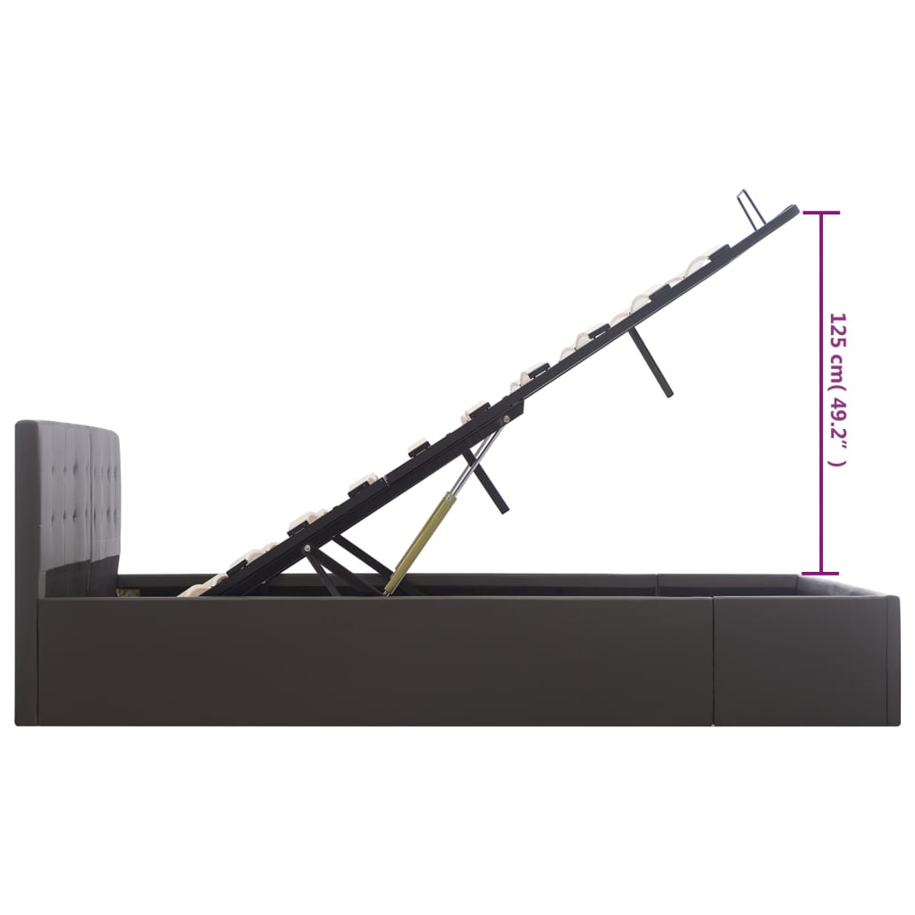 Cadru pat hidraulic, depozitare, gri, 160 x 200 cm, piele eco GartenMobel Dekor
