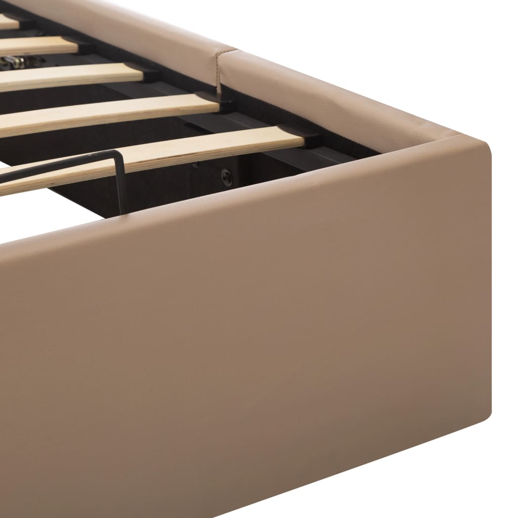 Cadru pat hidraulic, depozitare cappuccino 180x200 cm piele eco GartenMobel Dekor