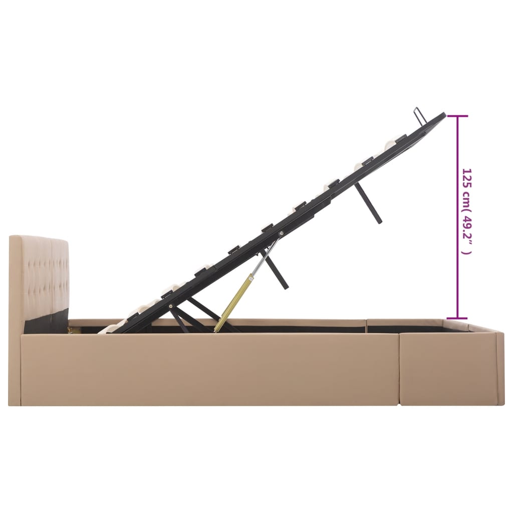 Cadru pat hidraulic, depozitare cappuccino 180x200 cm piele eco GartenMobel Dekor