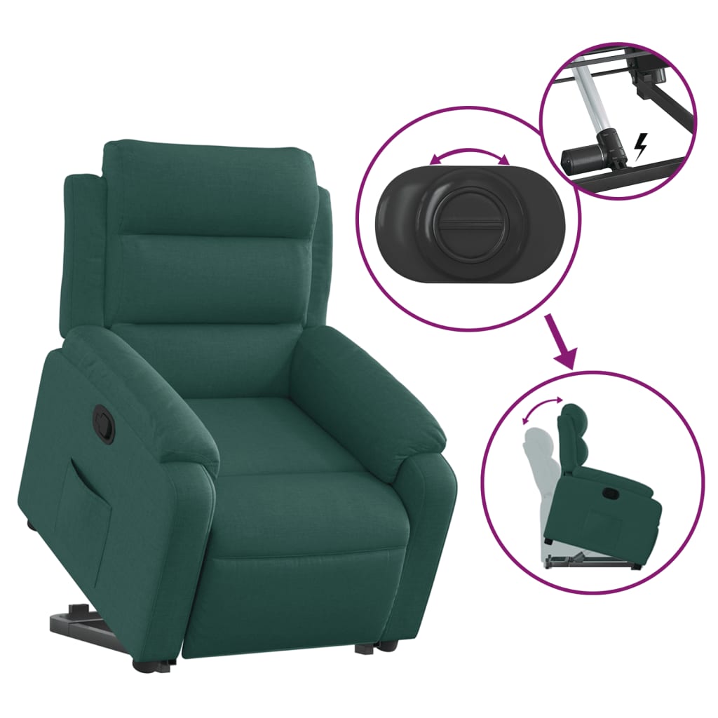 Fotoliu rabatabil ridicare pe verticală, verde închis, textil GartenMobel Dekor