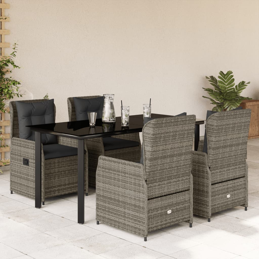 Set mobilier de grădină cu perne, 5 piese, gri, poliratan GartenMobel Dekor