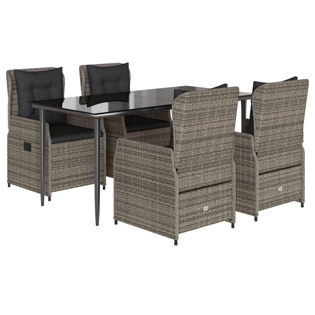 Set mobilier de grădină cu perne, 5 piese, gri, poliratan GartenMobel Dekor