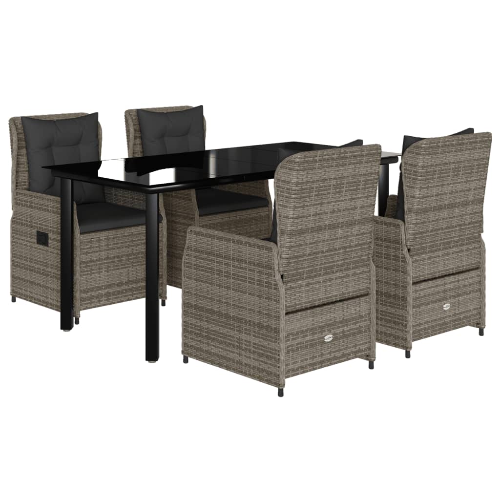 Set mobilier de grădină cu perne, 5 piese, gri, poliratan GartenMobel Dekor