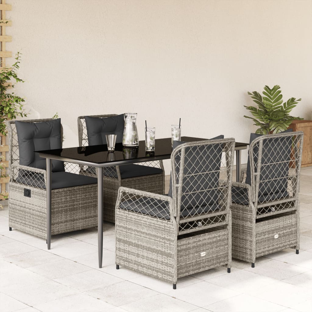 Set mobilier de grădină cu perne, 5 piese, gri, poliratan GartenMobel Dekor