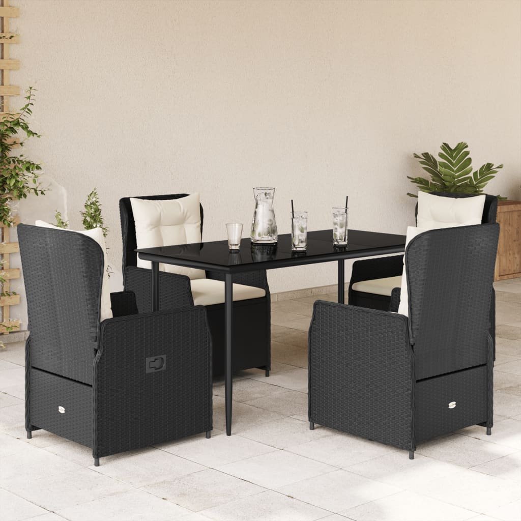 Set mobilier de grădină cu perne, 5 piese, negru, poliratan GartenMobel Dekor