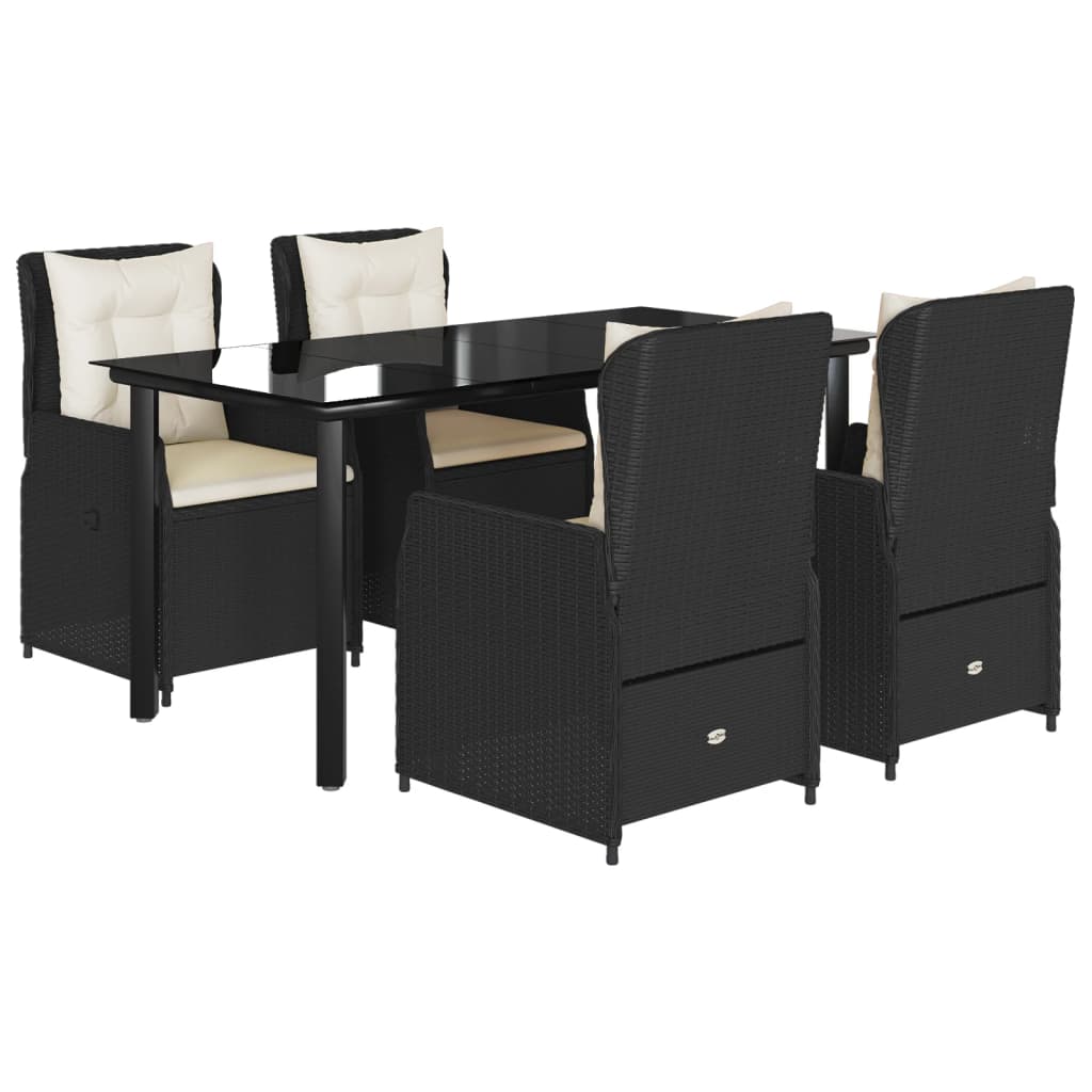 Set mobilier de grădină cu perne, 5 piese, negru, poliratan GartenMobel Dekor