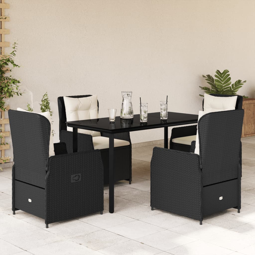 Set mobilier de grădină cu perne, 5 piese, negru, poliratan GartenMobel Dekor