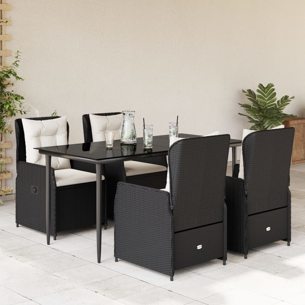 Set mobilier de grădină cu perne, 5 piese, negru, poliratan GartenMobel Dekor