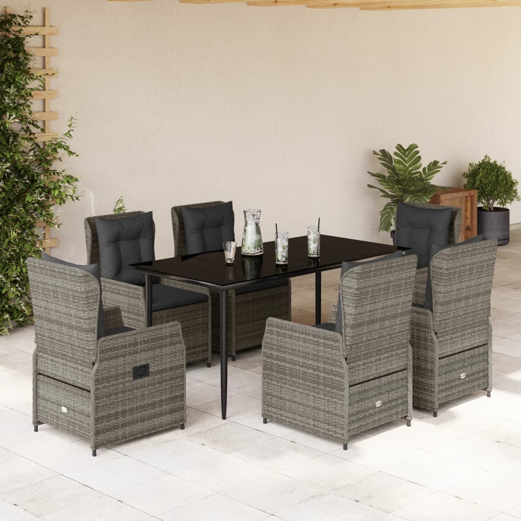 Set mobilier de grădină cu perne, 7 piese, gri, poliratan GartenMobel Dekor