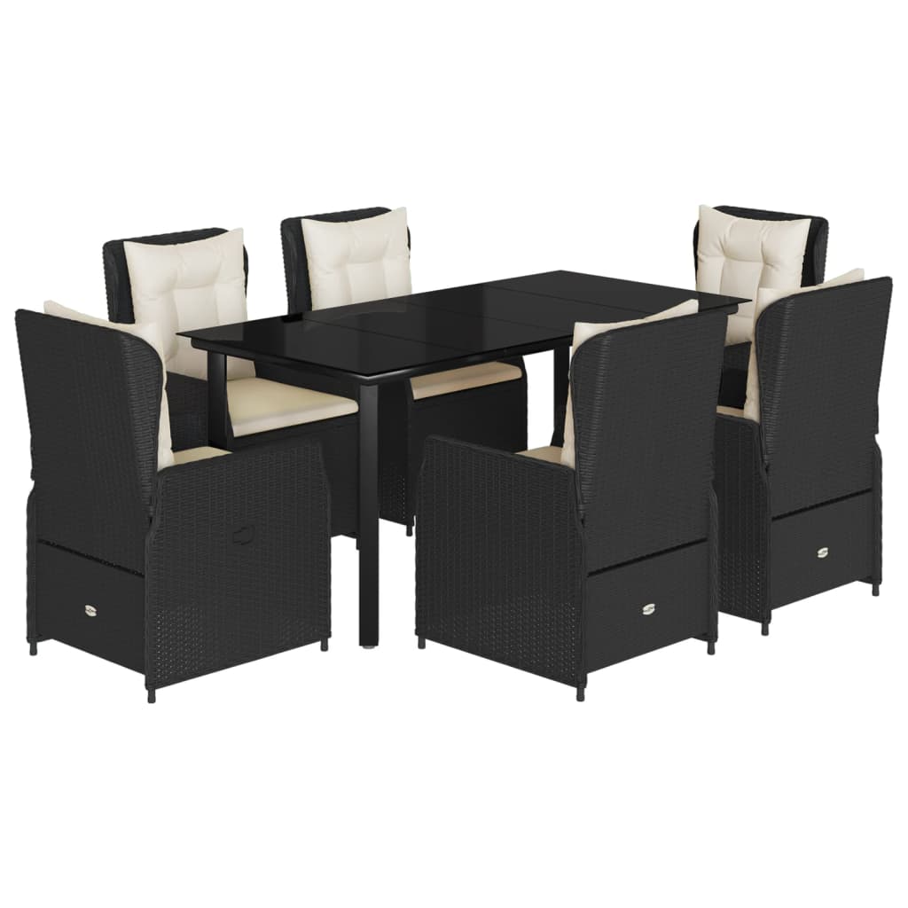 Set mobilier de grădină cu perne, 7 piese, negru, poliratan GartenMobel Dekor