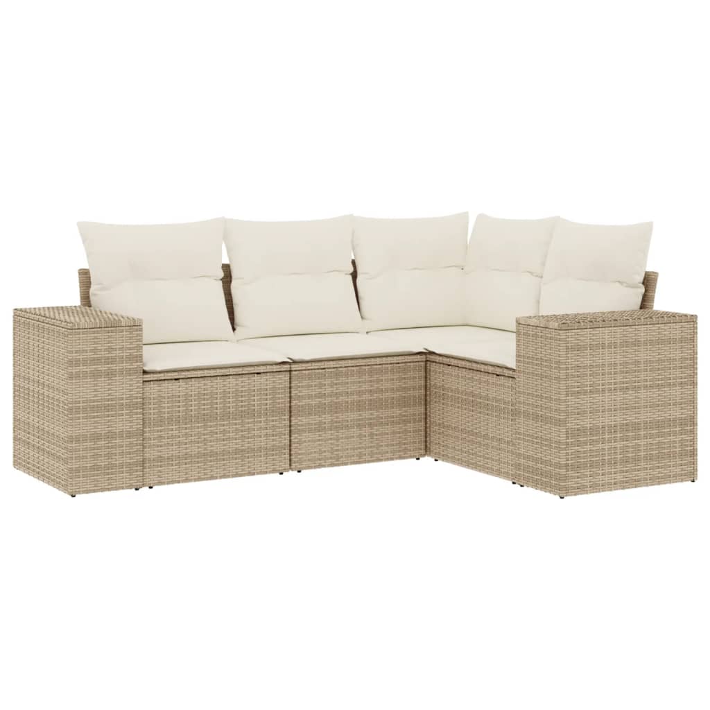 Set canapele de grădină, 4 piese, cu perne, bej, poliratan GartenMobel Dekor