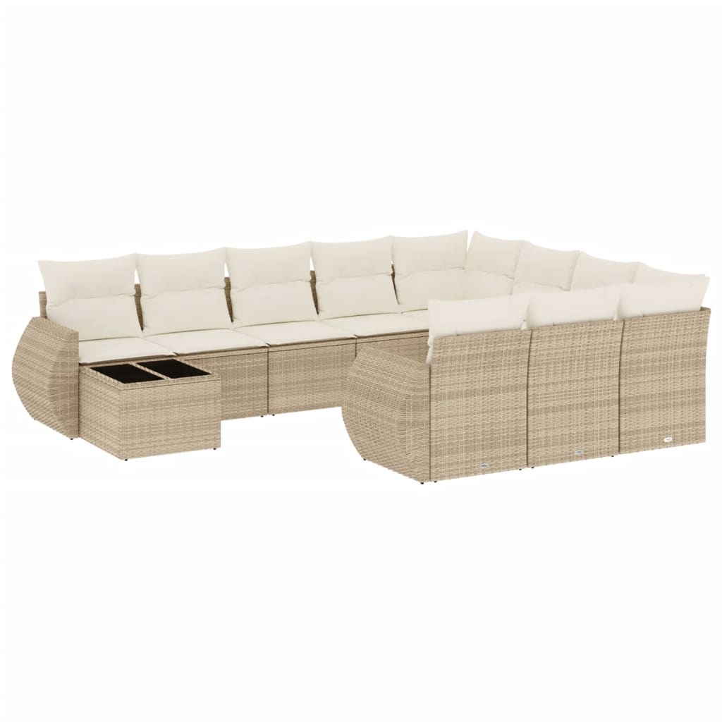 Set canapele de grădină cu perne, 11 piese, bej, poliratan GartenMobel Dekor