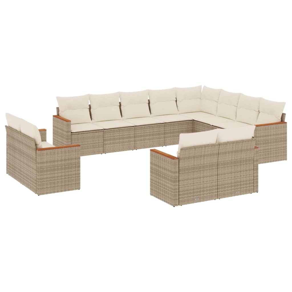 Set canapele de grădină cu perne, 12 piese, bej, poliratan GartenMobel Dekor