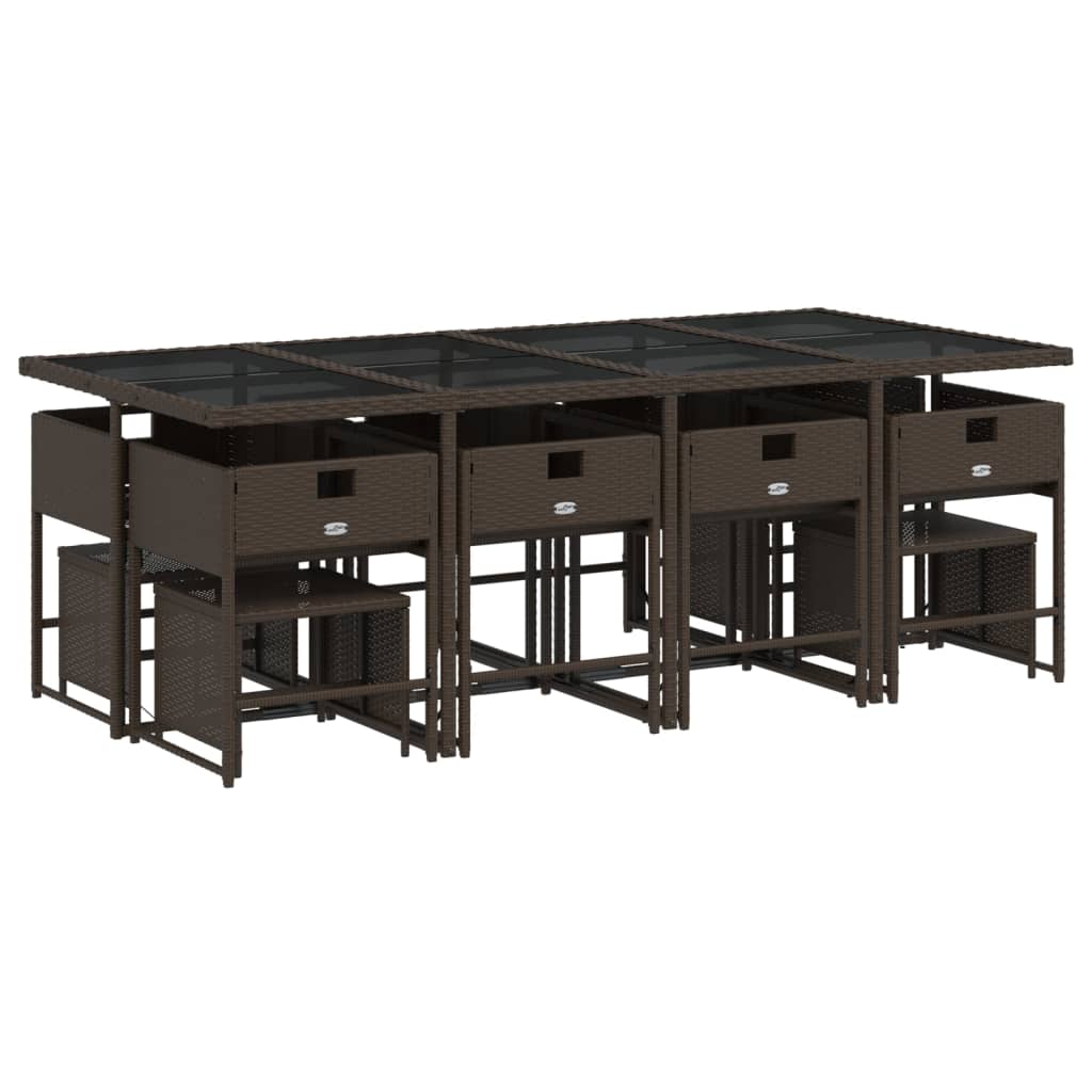 Set mobilier de grădină, 13 piese, maro, cu perne, poliratan GartenMobel Dekor