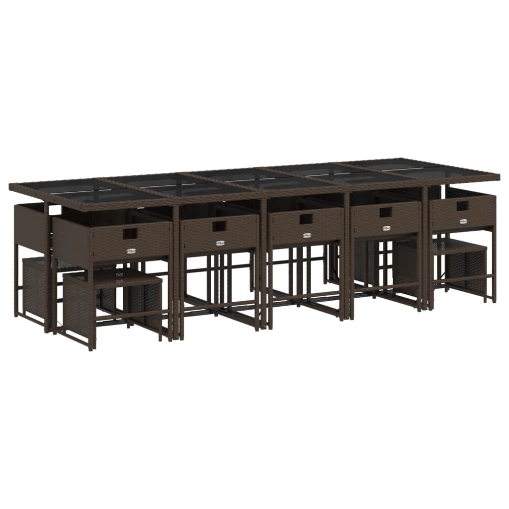 Set mobilier de grădină cu perne, 15 piese, maro, poliratan GartenMobel Dekor