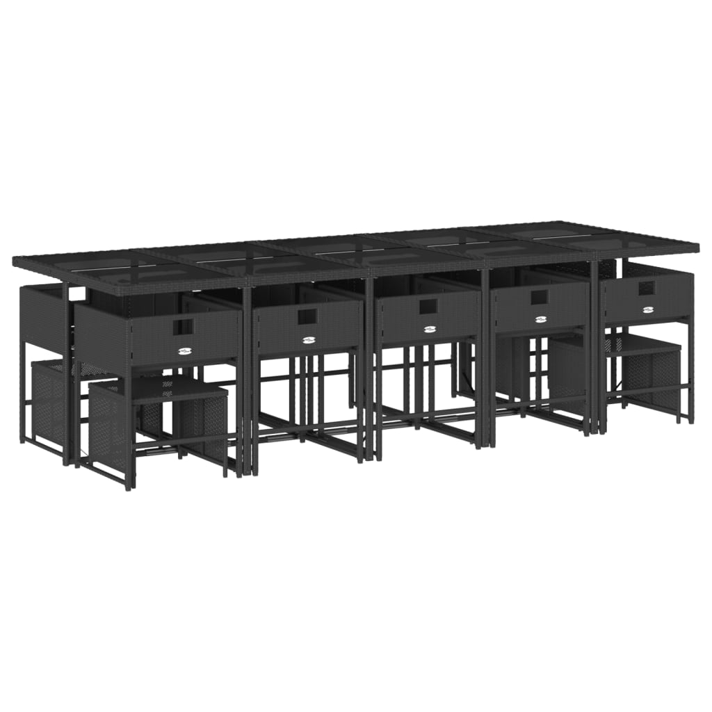 Set mobilier de grădină cu perne, 15 piese, negru, poliratan GartenMobel Dekor