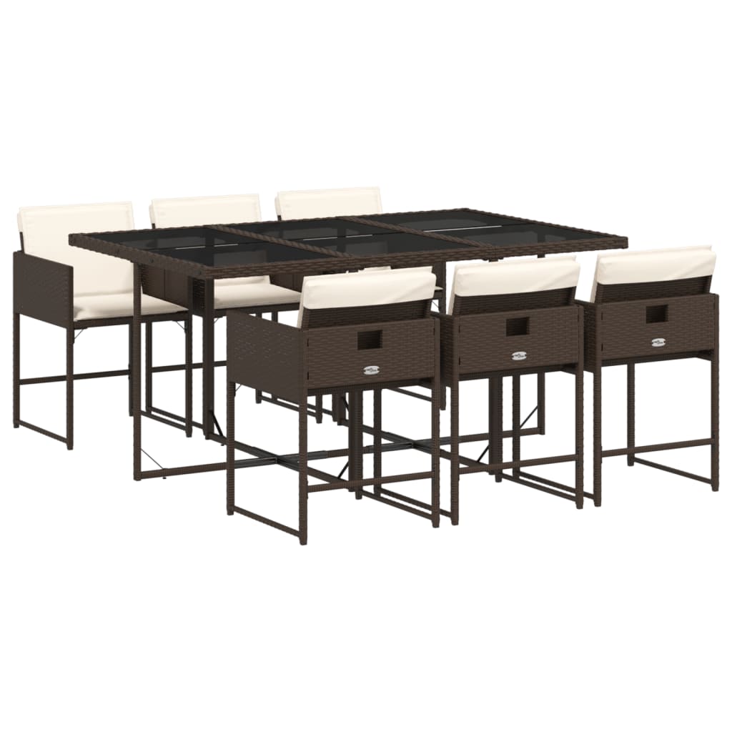 Set mobilier de grădină cu perne, 7 piese, maro, poliratan GartenMobel Dekor