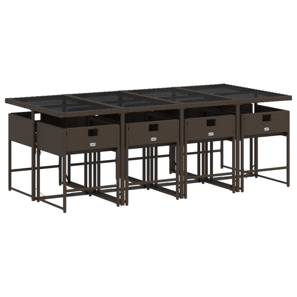 Set mobilier de grădină cu perne, 9 piese, maro, poliratan GartenMobel Dekor