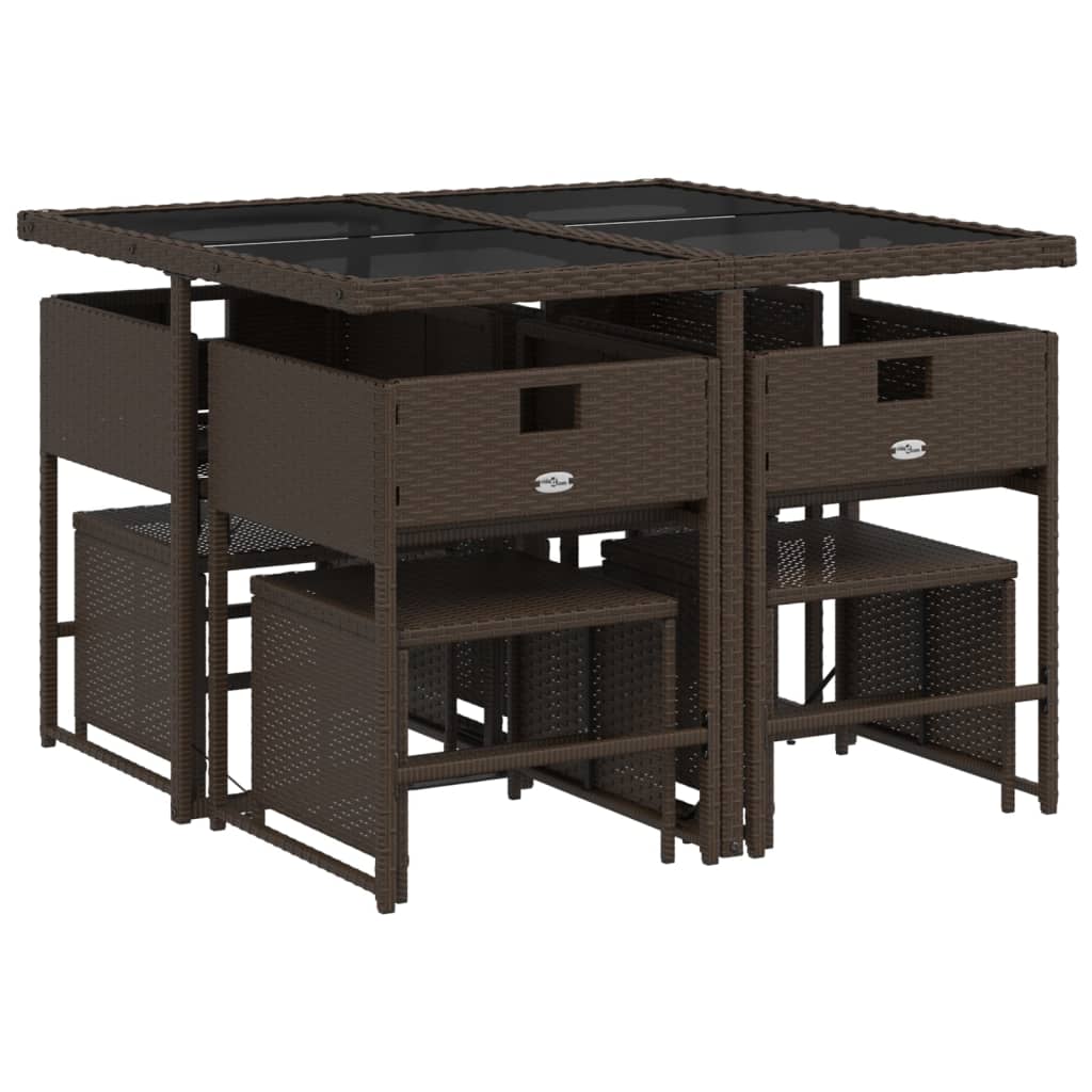 Set mobilier de grădină cu perne, 9 piese, maro, poliratan GartenMobel Dekor