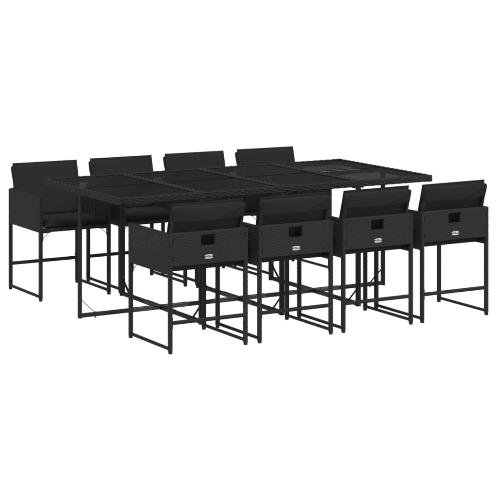 Set mobilier de grădină cu perne, 9 piese, negru, poliratan GartenMobel Dekor