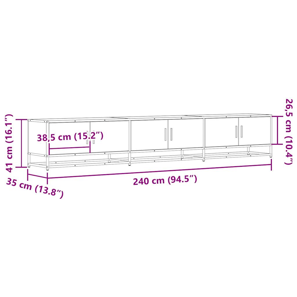 Dulap TV, gri sonoma, 240x35x41 cm, lemn prelucrat GartenMobel Dekor