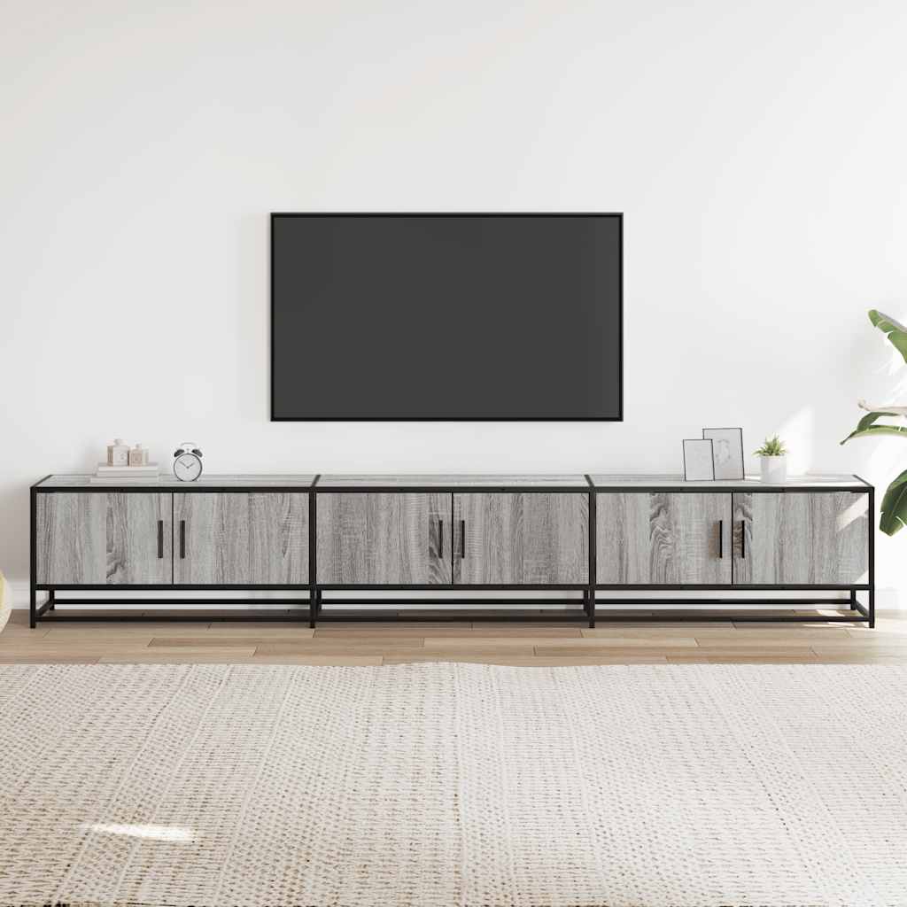 Dulap TV, gri sonoma, 240x35x41 cm, lemn prelucrat GartenMobel Dekor