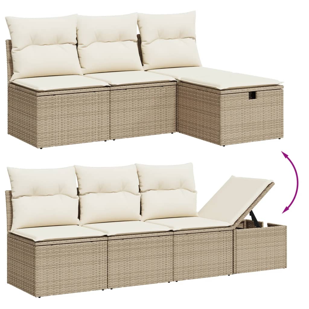 Set canapele de grădină, 8 piese, cu perne, bej, poliratan GartenMobel Dekor