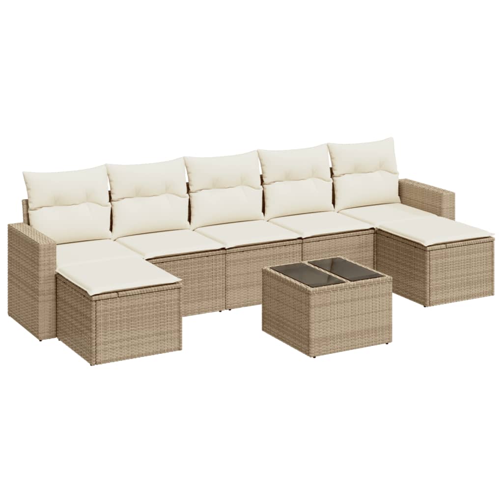 Set canapele de grădină, 8 piese, cu perne, bej, poliratan GartenMobel Dekor