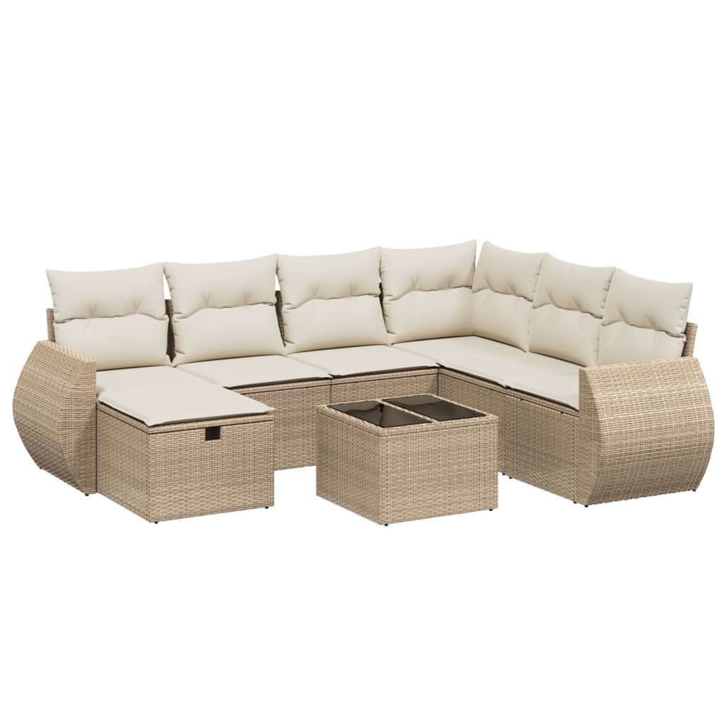 Set canapele de grădină, 8 piese, cu perne, bej, poliratan GartenMobel Dekor