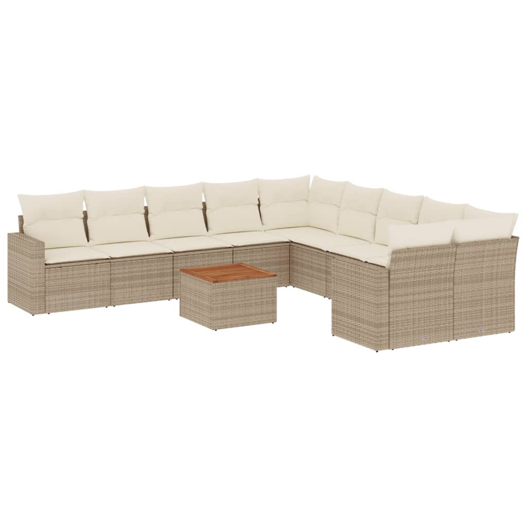 Set canapele de grădină cu perne, 11 piese, bej, poliratan GartenMobel Dekor