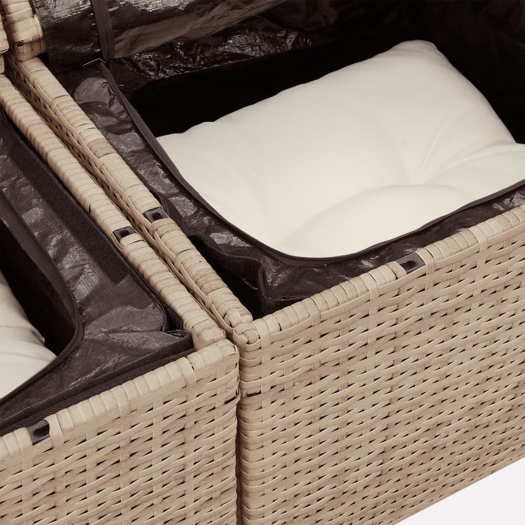 Set canapele de grădină cu perne, 11 piese, bej, poliratan GartenMobel Dekor