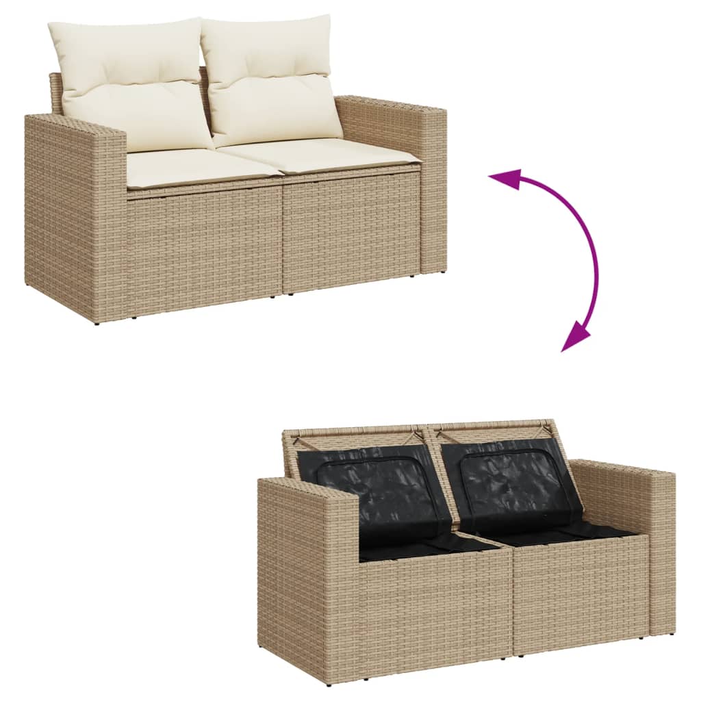 Set canapele de grădină cu perne, 11 piese, bej, poliratan GartenMobel Dekor