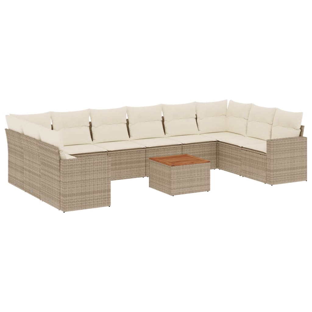 Set canapele de grădină cu perne, 11 piese, bej, poliratan GartenMobel Dekor