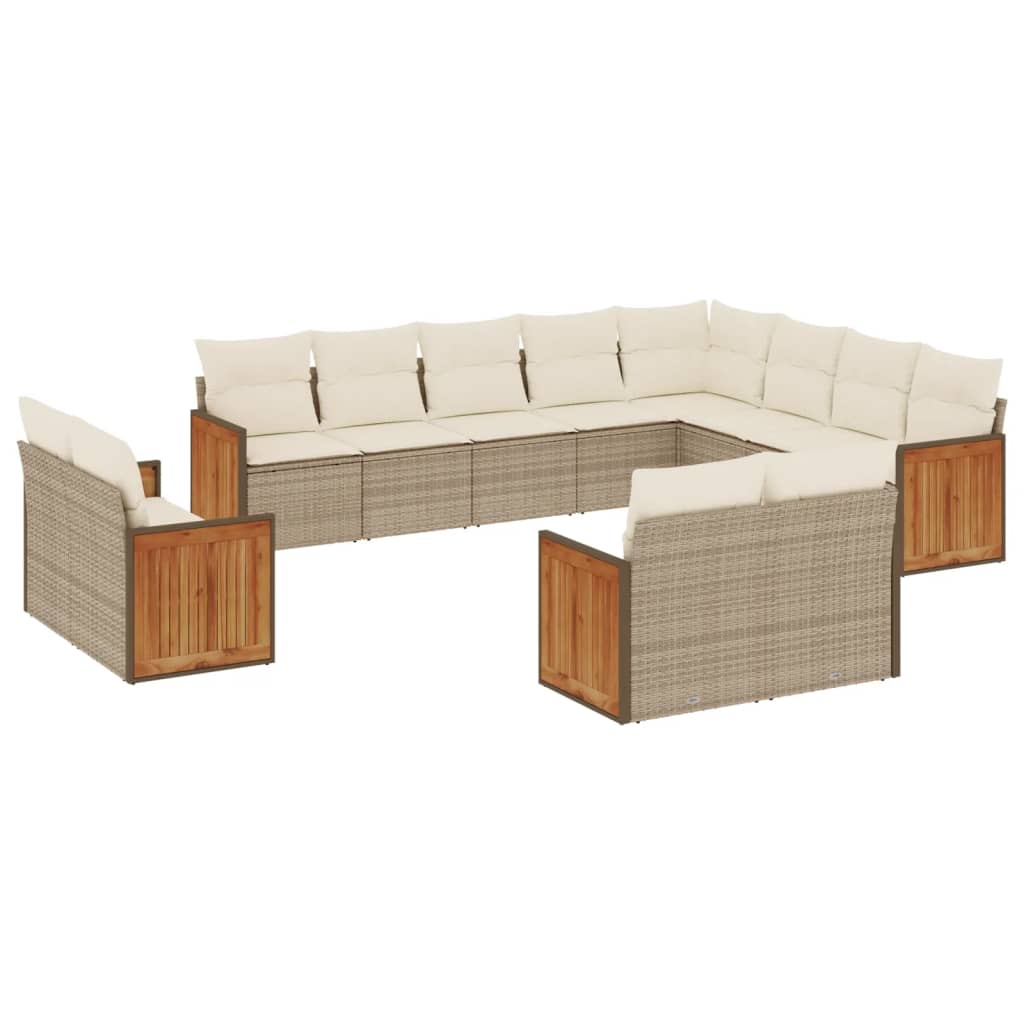 Set canapele de grădină cu perne, 12 piese, bej, poliratan GartenMobel Dekor