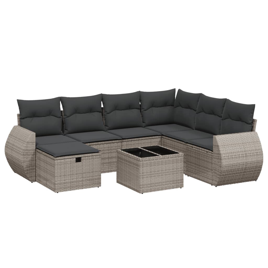 Set canapele de grădină cu perne, 8 piese, gri, poliratan GartenMobel Dekor