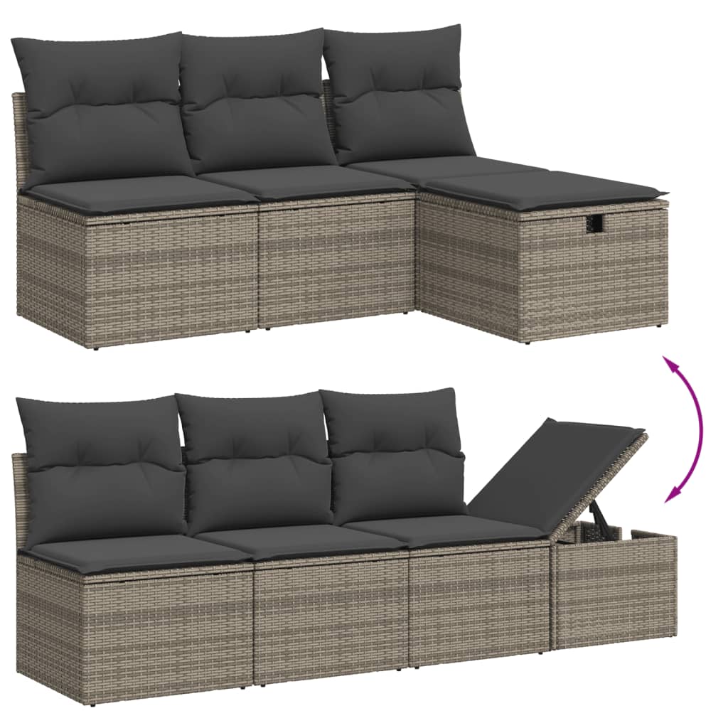 Set canapele de grădină cu perne, 8 piese, gri, poliratan GartenMobel Dekor