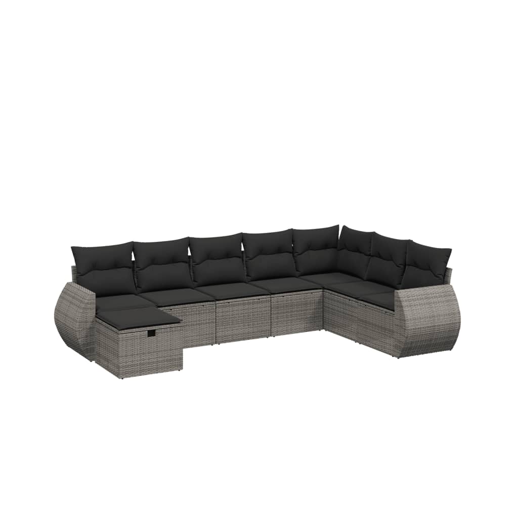 Set canapele de grădină cu perne, 8 piese, gri, poliratan GartenMobel Dekor
