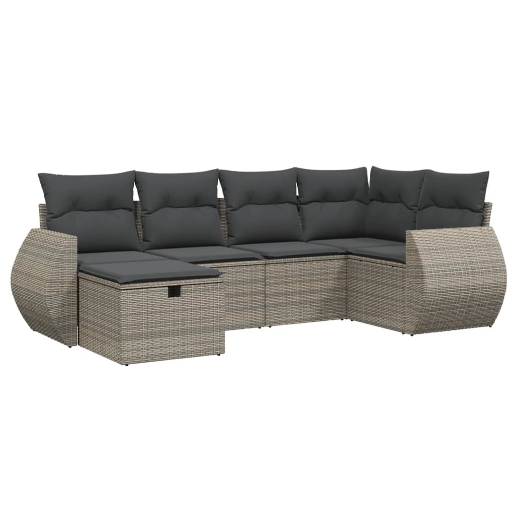 Set mobilier grădină cu perne, 6 piese, gri, poliratan GartenMobel Dekor