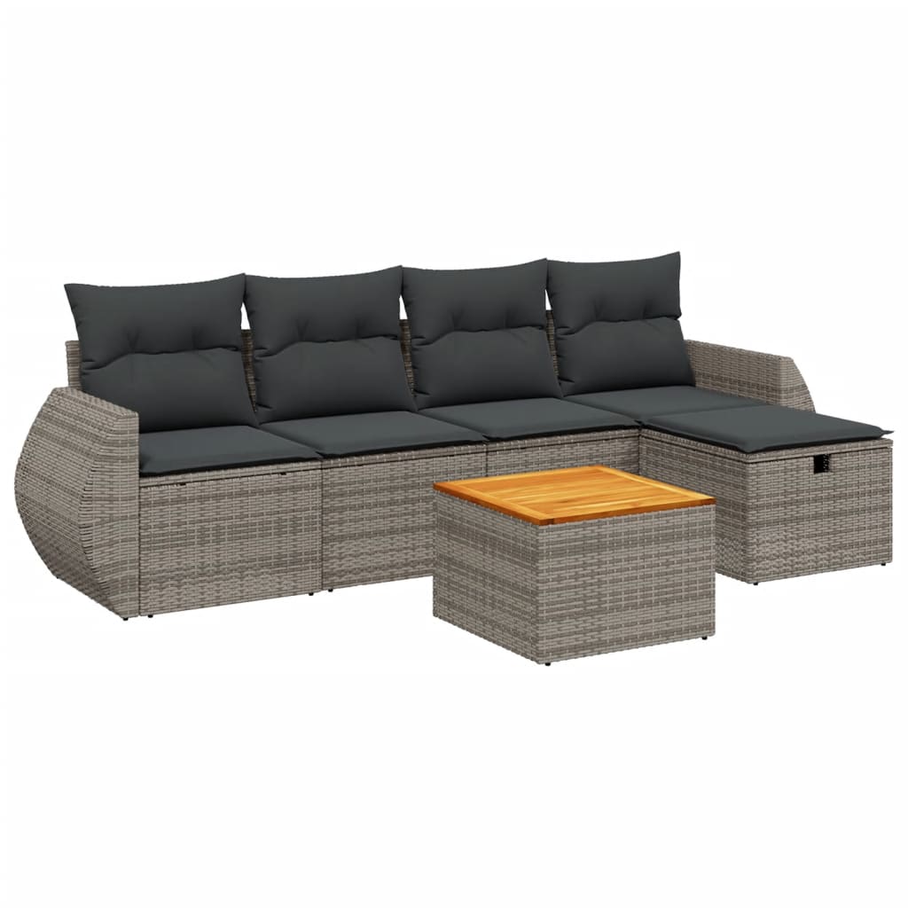Set mobilier grădină cu perne, 6 piese, gri, poliratan GartenMobel Dekor