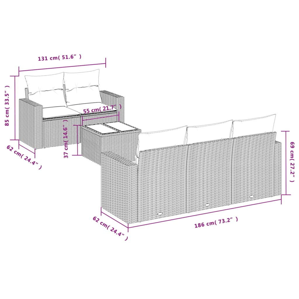 Set canapele de grădină cu perne, 6 piese, bej, poliratan GartenMobel Dekor