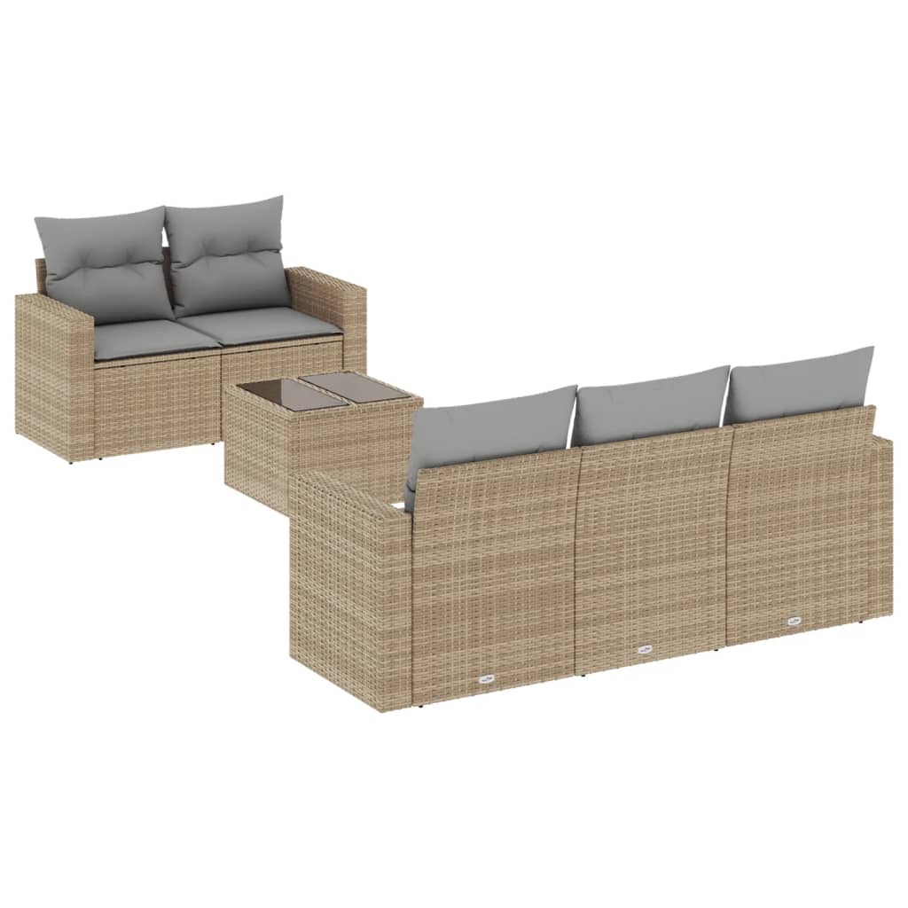 Set canapele de grădină cu perne, 6 piese, bej, poliratan GartenMobel Dekor