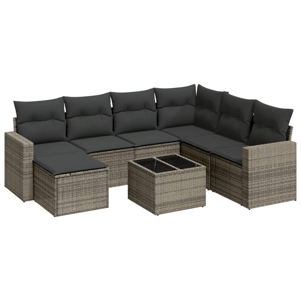 Set canapele de grădină cu perne, 8 piese, gri, poliratan GartenMobel Dekor