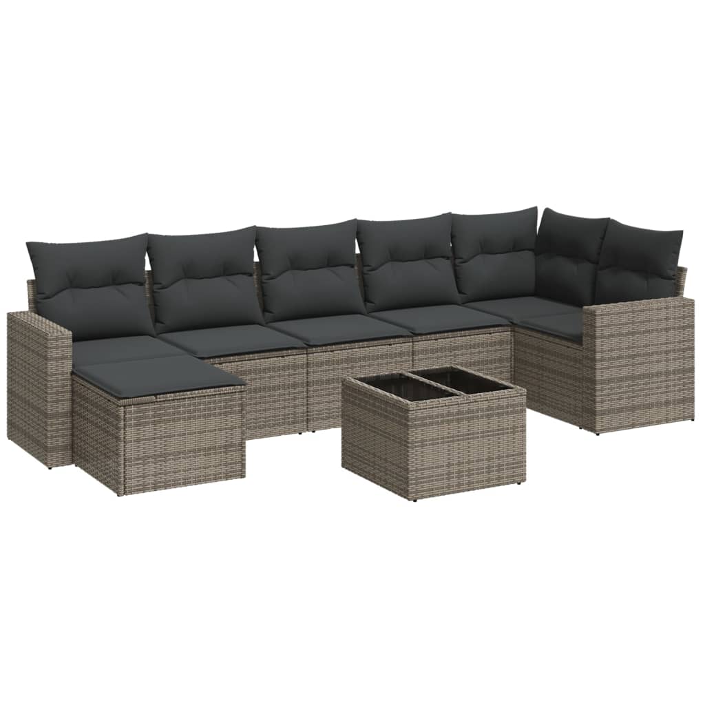 Set canapele de grădină cu perne, 8 piese, gri, poliratan GartenMobel Dekor