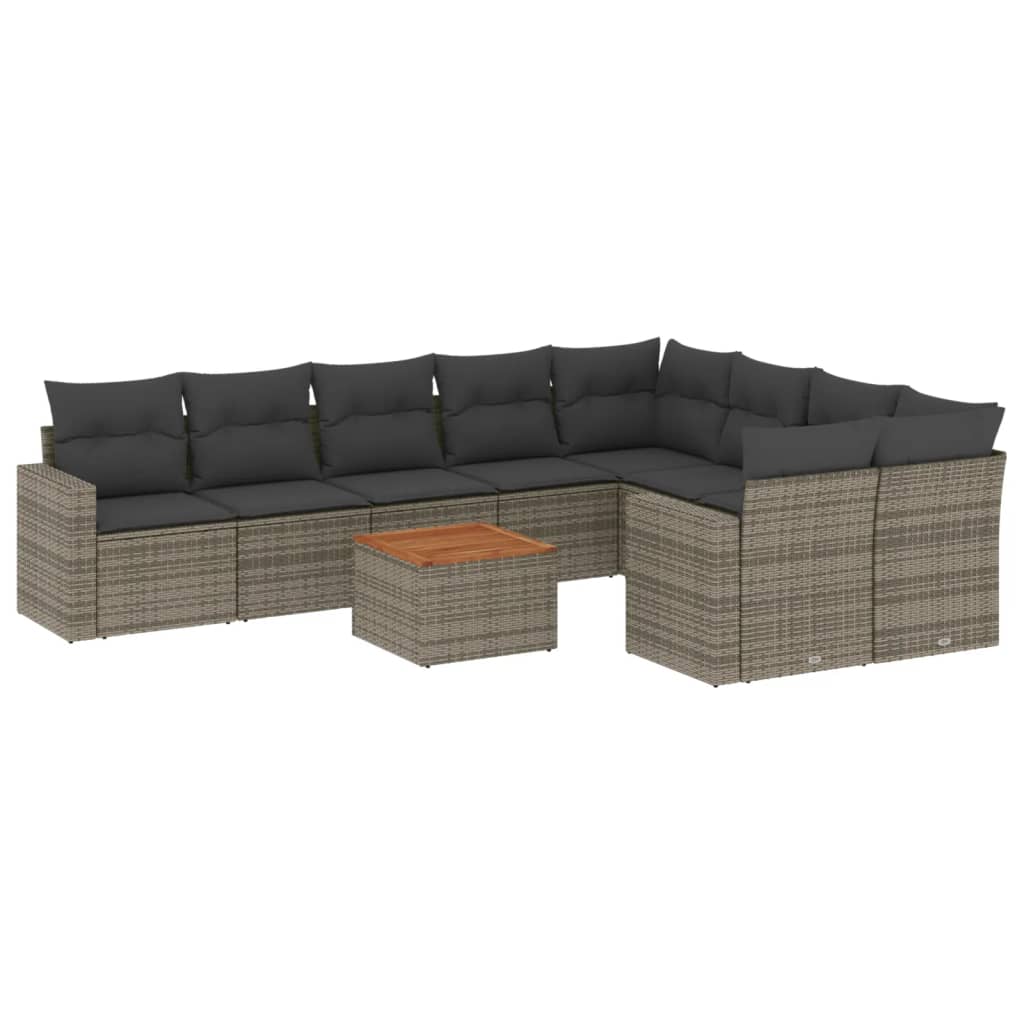 Set mobilier de grădină cu perne, 10 piese, gri, poliratan GartenMobel Dekor
