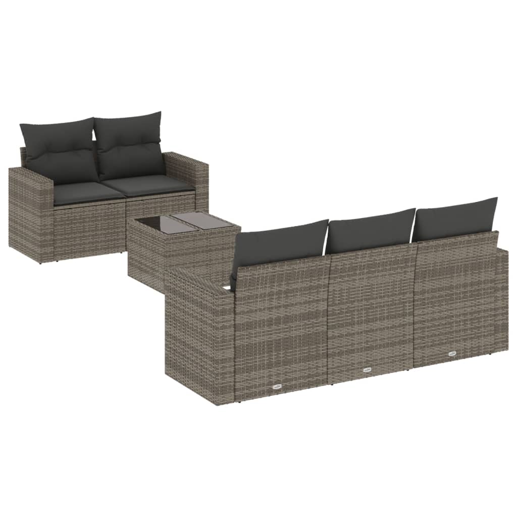 Set mobilier grădină cu perne, 6 piese, gri, poliratan GartenMobel Dekor