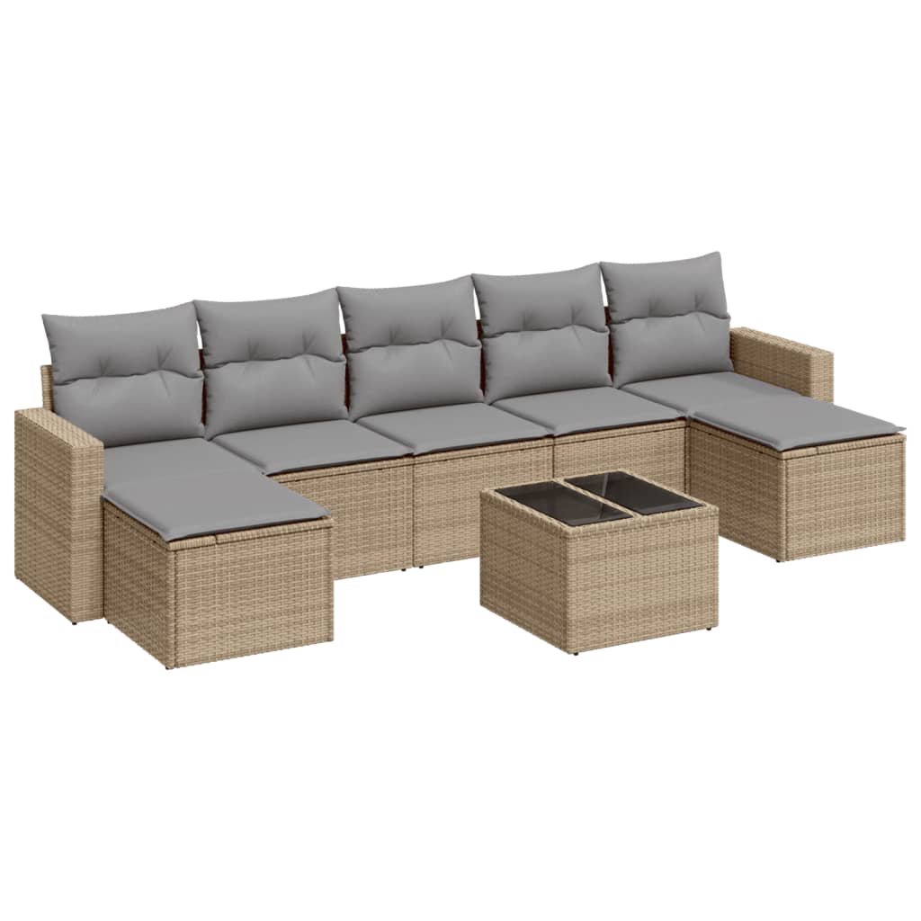 Set canapele de grădină, 8 piese, cu perne, bej, poliratan GartenMobel Dekor