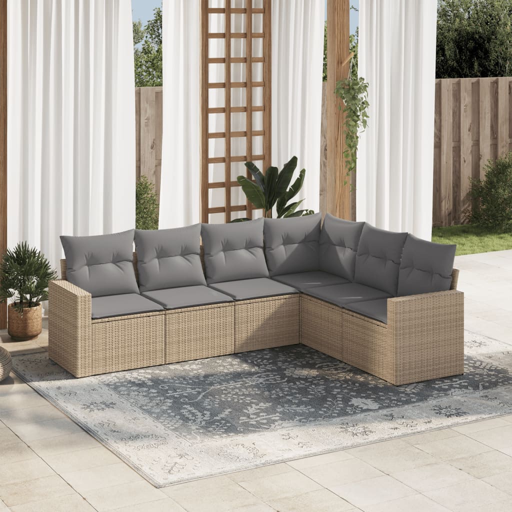 Set canapele de grădină cu perne, 6 piese, bej, poliratan GartenMobel Dekor