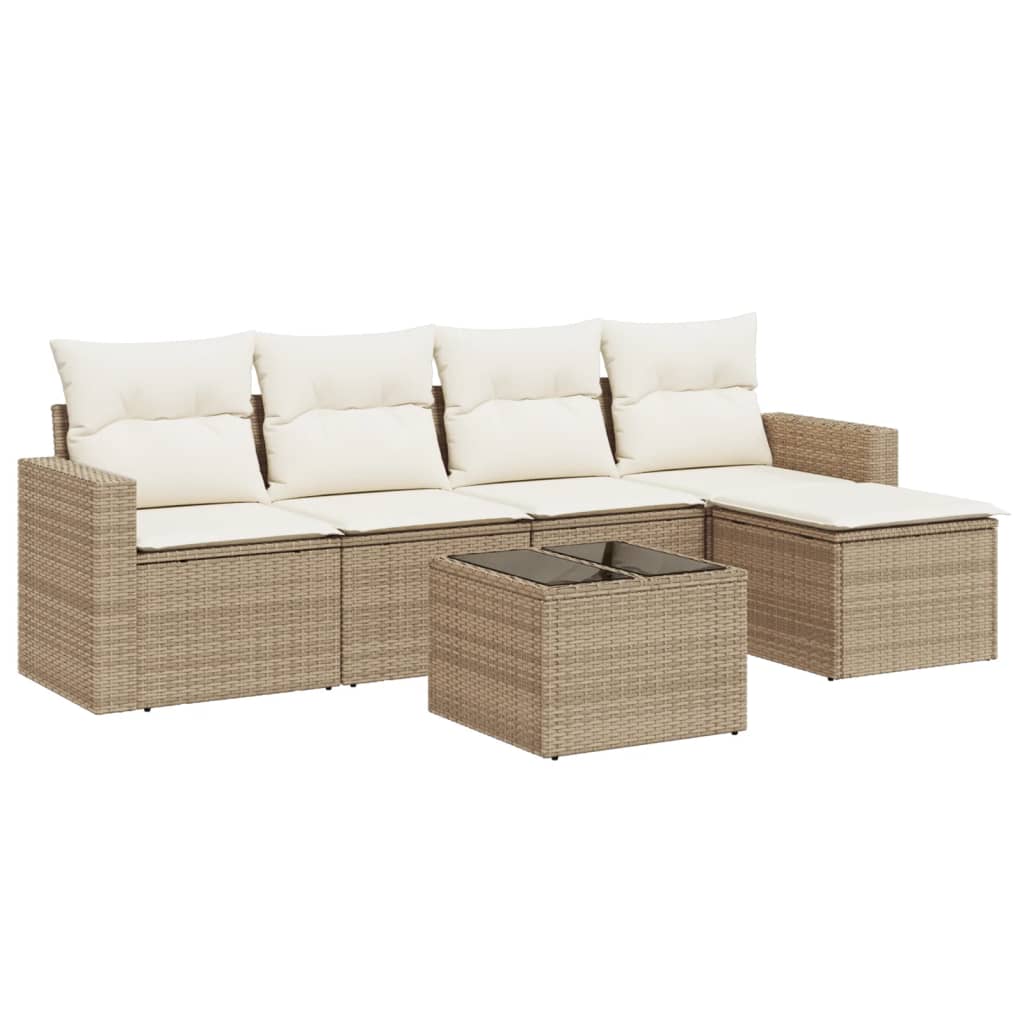 Set canapele de grădină cu perne, 6 piese, bej, poliratan GartenMobel Dekor