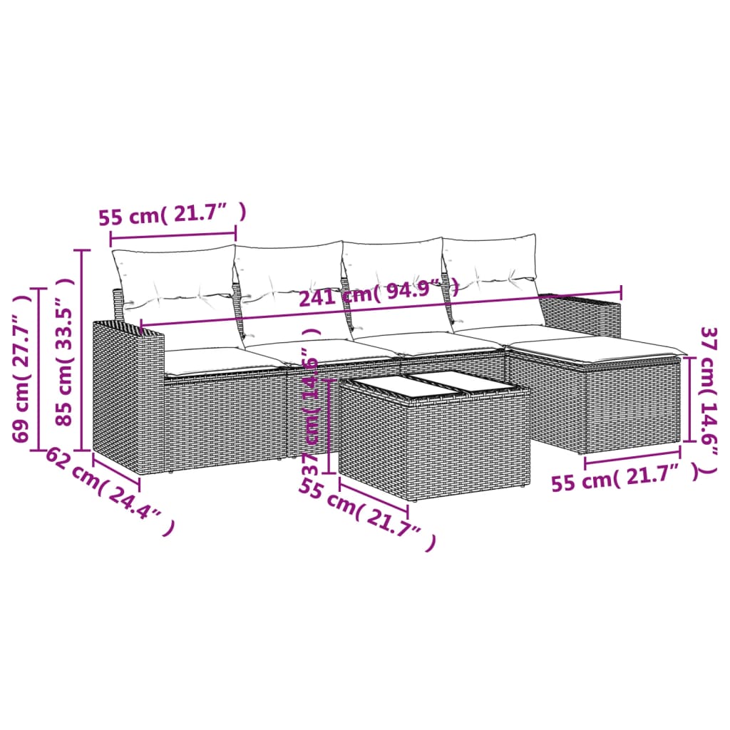 Set canapele de grădină cu perne, 6 piese, bej, poliratan GartenMobel Dekor